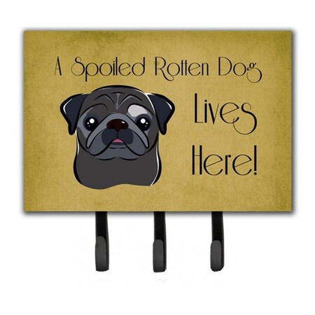 Jensendistributionservices Black Pug Spoiled Dog Lives Here Leash & Key Holder MI2088657